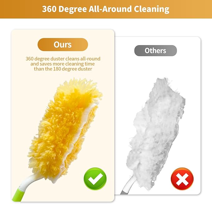 50 Pack Duster Refill for Swiffer Duster 360 Heavy Duty Duster Kit with 2 Handle Multi-Surface Disposable Dusters Refills for Cleaning Corner Furniture Car Blinds