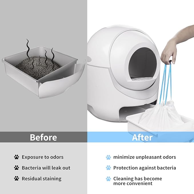 120 Count Extra Large Cat Litter Box Liners Cat Litter Waste Receptacles Bags for Cleanpethome Self Cleaning Litter Box