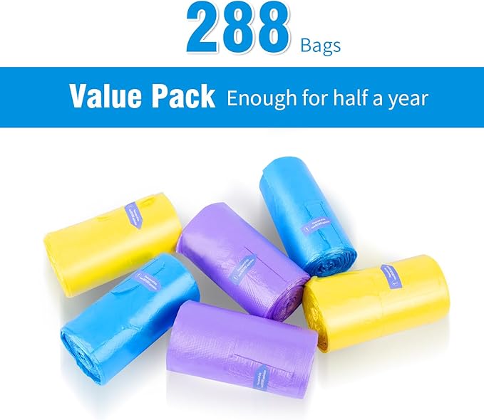 Large Adult Diaper Disposal Bags (18’’x23’’) 288 pcs Value Pack Scented Elderly Waste Diaper Disposable Bags Baby Dirty Diapers Poop Trash Bags Sanitary Product DisposalColorful