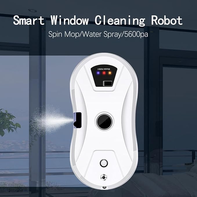 One-Button Start Of Dry and Wet Dual-Purpose Window Cleaning Machine | 20-Minute Power Failure Protection | Route Planning Frame Sensing Remote Control Robot Window Cleaner 30ml Water Tank(White)