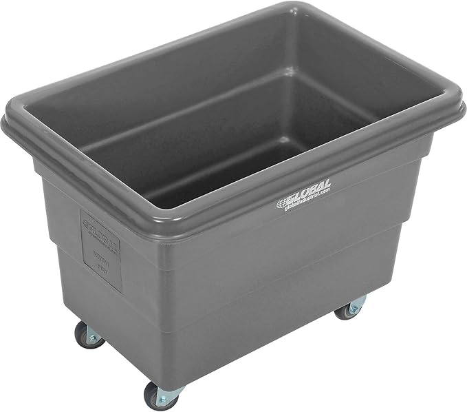 Global Industrial 6 Bushel Plastic Bulk Box Truck Direct Mount Base 500 lbs. Capacity 3 Non-Maring Rubber Casters Gray 33-2/5L x 23 W x 24-1/2H