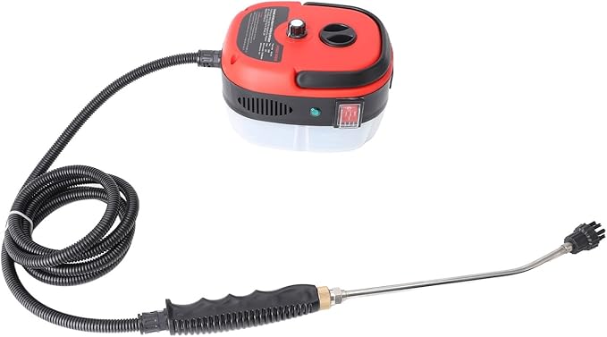 2500W Steam Cleaner Handheld Steam Cleaning Machine High Temperature Pressurized with 4 Brush Heads Extension Rod for Kitchen Bathroom Car Home Deep Cleaning (Red)
