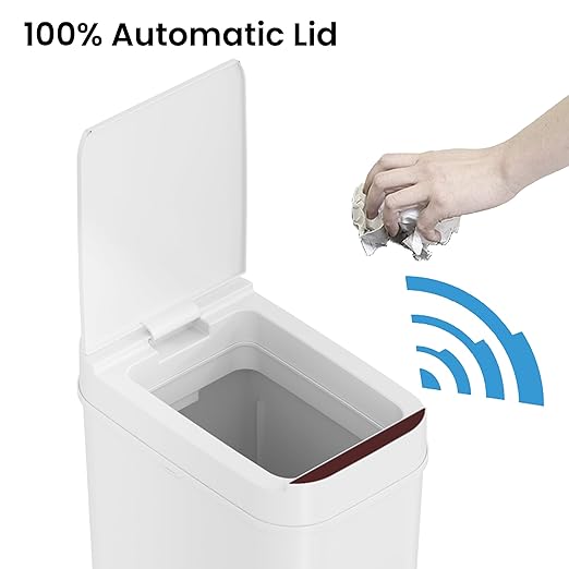 iTouchless 3 Gallon Bathroom Sensor Trash Can 10 Liter Small Touchless Automatic Slim Garbage Bin with Lid Smart Narrow Motion Control Commercial Waste Basket for Bedroom White