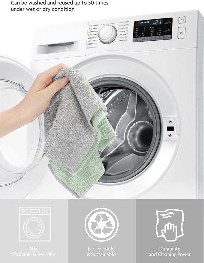 Fantasticlean Microfiber Cleaning Cloth Roll -75 pack Tear Away Microfiber Towels 12 x 12 Reusable Washable Scratch Free Ultra Absorbent Dishcloth for All-around Cleaning Supplies (Moss Green)