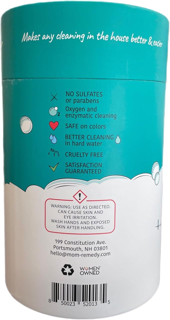 Laundry Booster and Stain Remover Scrub MomRemedy Oxygen Whitener Whiten Whites and Brighten Colors Remove Stains Household Cleaning Scrub Chlorine Bleach Free
