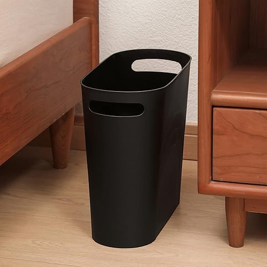 zoocatia Small Trash Can Garbage Can Container Bin with Handles 3 Gallons Plastic Wastebasket for Bathrooom Bedroom Office Kitchen Laudry Room Dorm Room - Black + Blue-Green