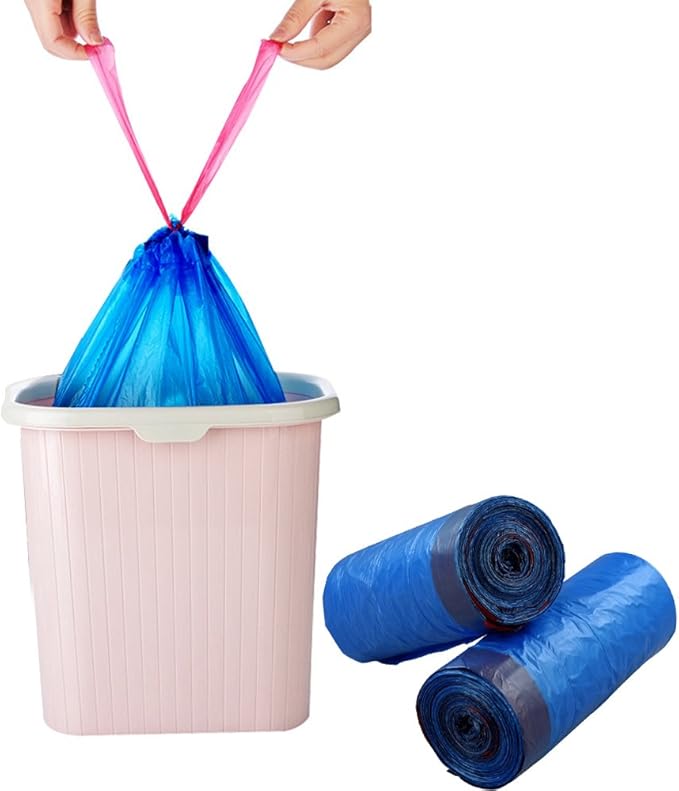 8 Gallon Garbage Bags Trash Bags with Drawstring Blue