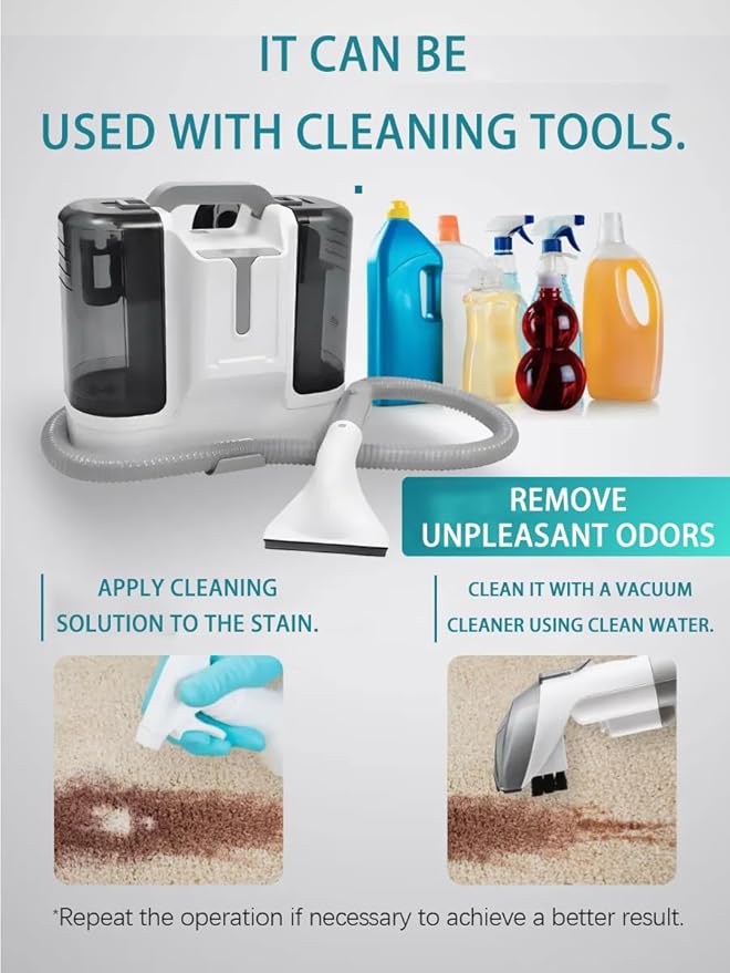 Steam Cleaner for CarAll Purpose Cleanerwith Six Nozzles450W Carpet Cleaner Machinefor Pet Stains Couch Rug