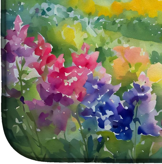 Caroline's Treasures DAC1670DDM Massachusetts Mayflowers in Watercolor Dish Drying Mat Absorbent Dish Drying Mat Pad for Kitchen Counter Dish Drainer Mat for Countertop 14 x 21 Multicolor