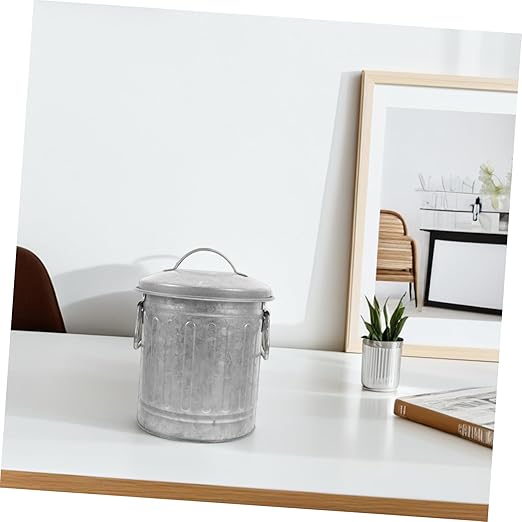NUOBESTY Small Bucket Shaped Garbage Can with Lid Multifunctional Desktop Trash Bin and Pen Holder Compact Office Wastebasket for Bedroom Kitchen to Clean Reusable Storage Container