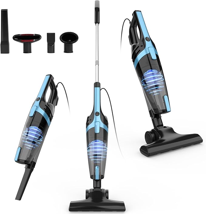 20kpa Powerful Corded Stick Vacuum2 in 1 Lightweight Handheld Vacuum Cleaner for Hardwood Floor Pet Hair(Blue)