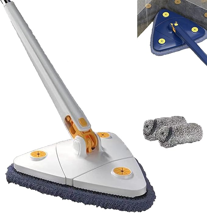 360° Rotating Adjustable Cleaning Mop Triangle Cleaning Mop with Automatic Water Squeezing Telescopic Rotating Walls Ceilings Windows 12027(W)