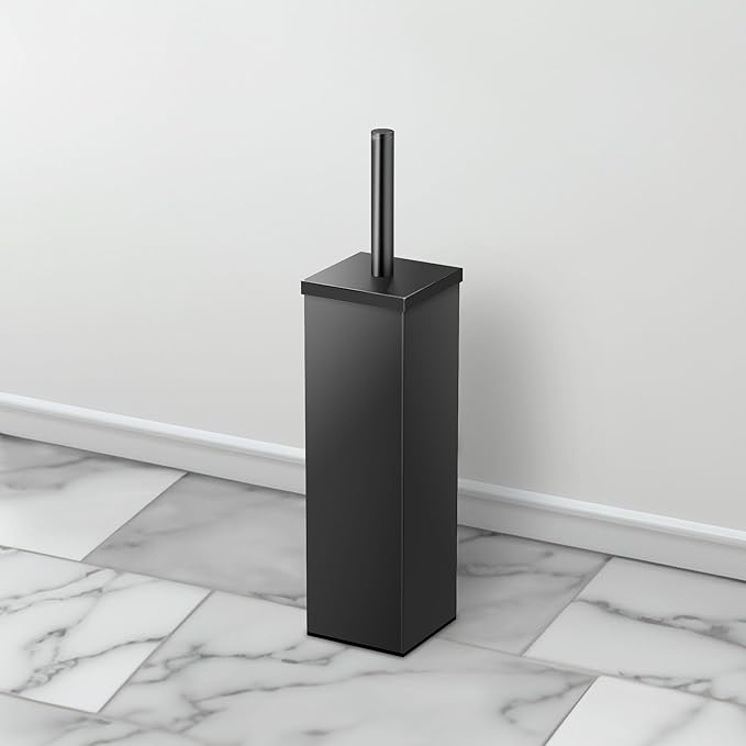 Gatco 1488MX Elegant Square Toilet Brush Holder Matte Black