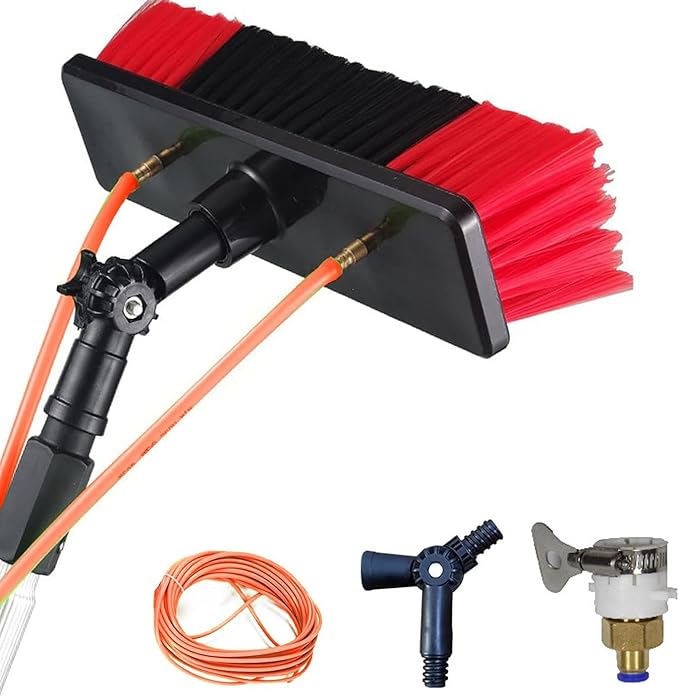Solar Panel Cleaning Brush 30 FT Adjustable Water Fed Pole Cleaning Kit Outdoor Window Glass Washing Cleaner Equipment ToolWindow Cleaner Brush7.2m