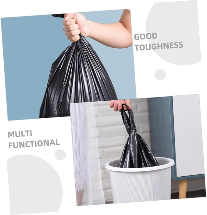200pcs Thickened Plastic Trash Bags Large Capacity Garbage Liners for Kitchen Bathroom Home Office Leak-resistant Black Plastic Waste Bags for Everyday Use
