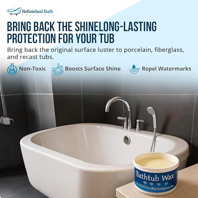 Ekopel 2K Bathtub Wax | Polish &amp Seal for Porcelain &amp Fiberglass Tubs | Watermark &amp Scum Repellent | Easy DIY Shine