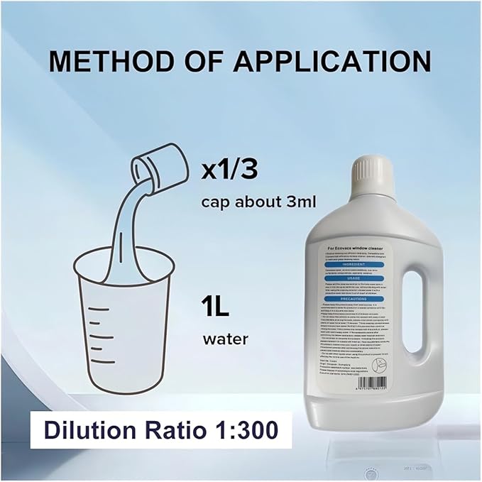 Window Fittings. 1L Of Glass Cleaning Fluid Is Suitable For All Window Models. Compatible With Ecovacs W1 / W1 Omni / W1PRO W2 / W2 PRO(1Pcs)