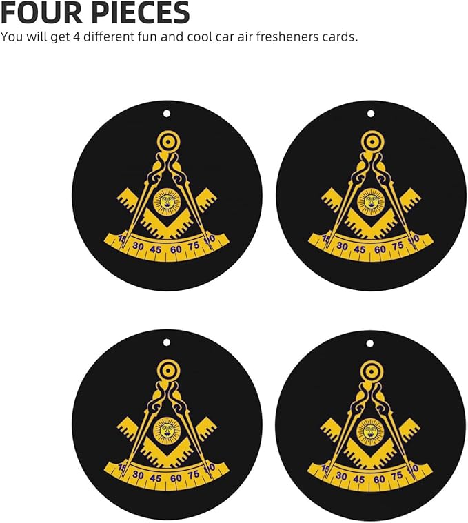 Past Master Masonic Emblem Drive In Freshness: Set Of 4 Car Air Freshener Cards