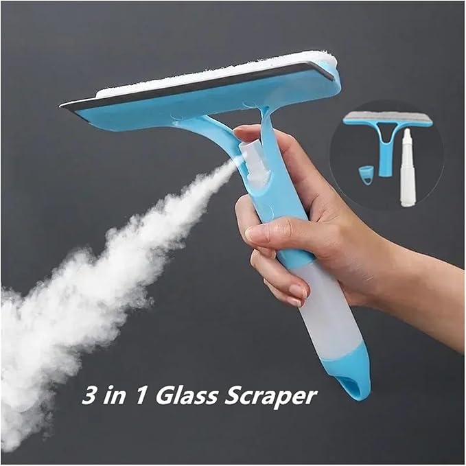 Household Multifunctional Glass Wiper with Watering Can – 3-in-1 Cleaning Tool for Mirrors Windows and Car Windshields