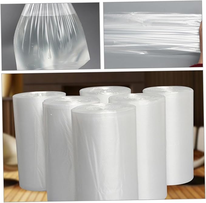 6 Rolls Thickened Plastic Garbage Bags Kitchen Bathroom Trash Can Liners 45x50cm Flat Mouth Disposable Trash Bags for Household Use