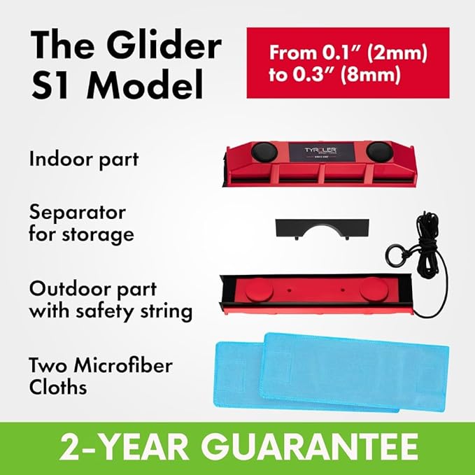 Tyroler Outside Magnetic Window Cleaner Tool Glider S-1 Fits Only Very Thin - 0.1- 0.3 Windows Double Sided Windows Cleaner Machine Tool | Magnet Window Cleaner Tools