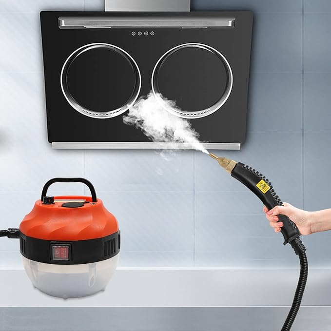 Steam Cleaner Handheld for Home Use 1600W Portable Steamer for Cleaning 1.35L/0.35Gal Water Tank Capacity Steam Cleaner for Car Floor Tiles Kitchen Bathroom (Orange)