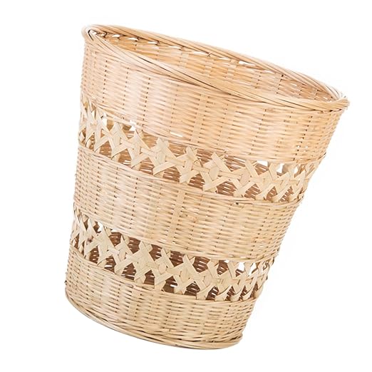 Rustic Woven Wastebasket Trash Can Multifunctional Storage Basket for Office and Home with Wear Resistant Material and Hand Safe Design