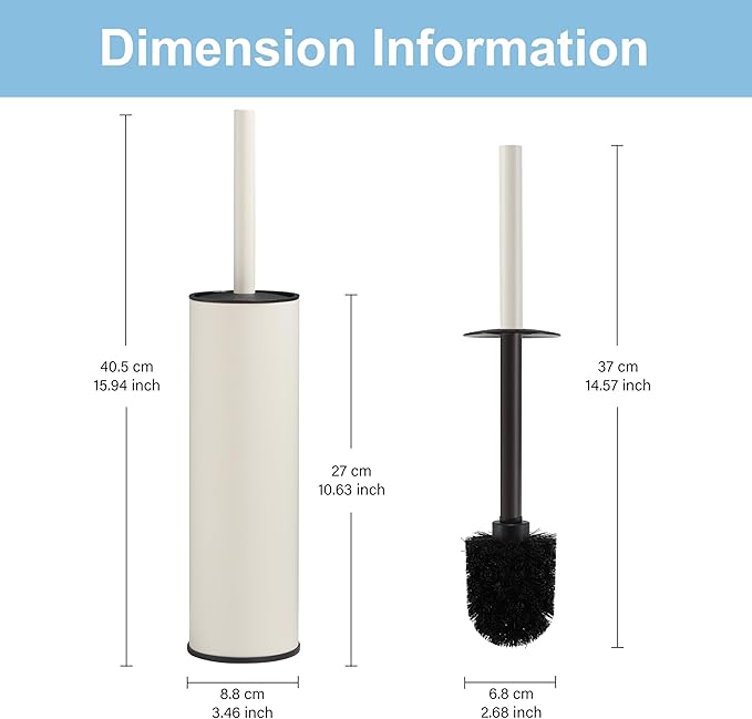 BGL White Toilet Brush and HolderStainless Steel Toilet Brushes for Bathroom with Holder