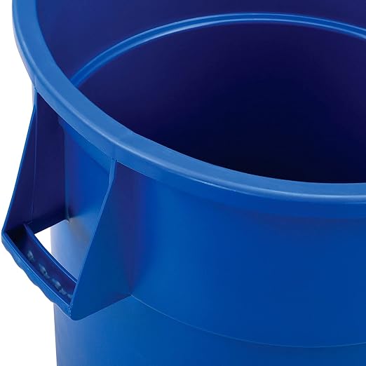 Global Industrial Commercial Round Trash Can 55 Gallon Capacity Plastic Garbage Can Indoor and Outdoor Utility Trash Can Blue 26-1/4W x 33-1/8H No Lid