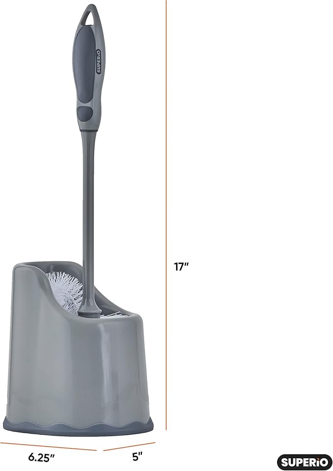 Superio Toilet Brush and Holder (1 Pack) Toilet Scrubber Bowl Cleaner Brushes Wand Toilets Brush with Holder Caddy Bathroom Cleaning Brush Bowl Brush Set
