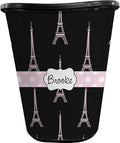 Personalized Black Eiffel Tower Waste Basket - Double Sided (Black)