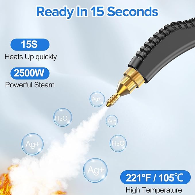 Portable 2500W Handheld Steam Cleaner 1000Ml Water Tank High Pressure Steam Cleaner for Car Detailing Home Electric Steam Cleaner