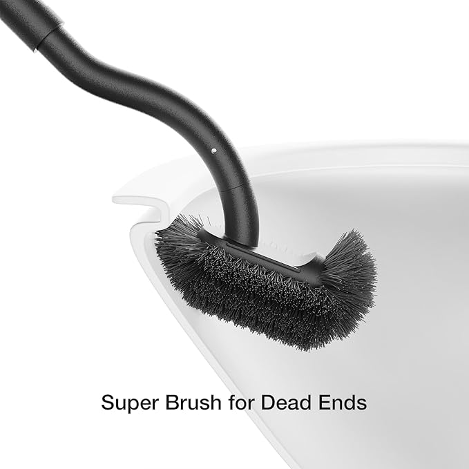 Toilet Cleaner Brush Diveotree Toilet Brush and Holder for Dead Corner Cleaning Wall Mounted Toilet Bowl Brush for Bathroom Decor Toilet Scrubber Brush for Home/Hotel (Black Square-1pack)