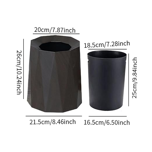 Trash Can Trash Bin Wastebasket Waste Basket for Living Room Patio Toilet Bedroom Walnut Color