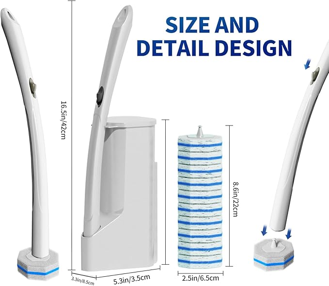Disposable Toilet Brush Cleaning System Two Sets of Wands and 60p Refills Pads Replacement Heads Wall Mounted Toliet Stick Wand Starter Kit Bathroom Maintenance Toilet Bowl Cleaner Holder