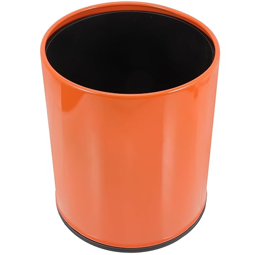Plastic Wastebasket Trash Can Fire-Resistant Orange Household Bathroom Garbage Bin with Lid for Home Kitchen Office Use