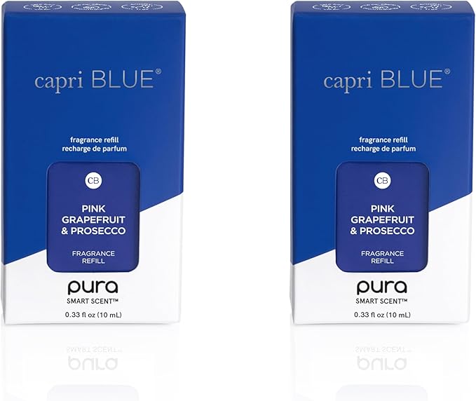Capri Blue Pura Diffuser Refills – Luxury Home Fragrance – Long Lasting Oil Diffuser Scents with Notes of Mimosa Flower Grapefruit &amp Violet (Pink Grapefruit &amp Prosecco Pack of 2 Pura Refills