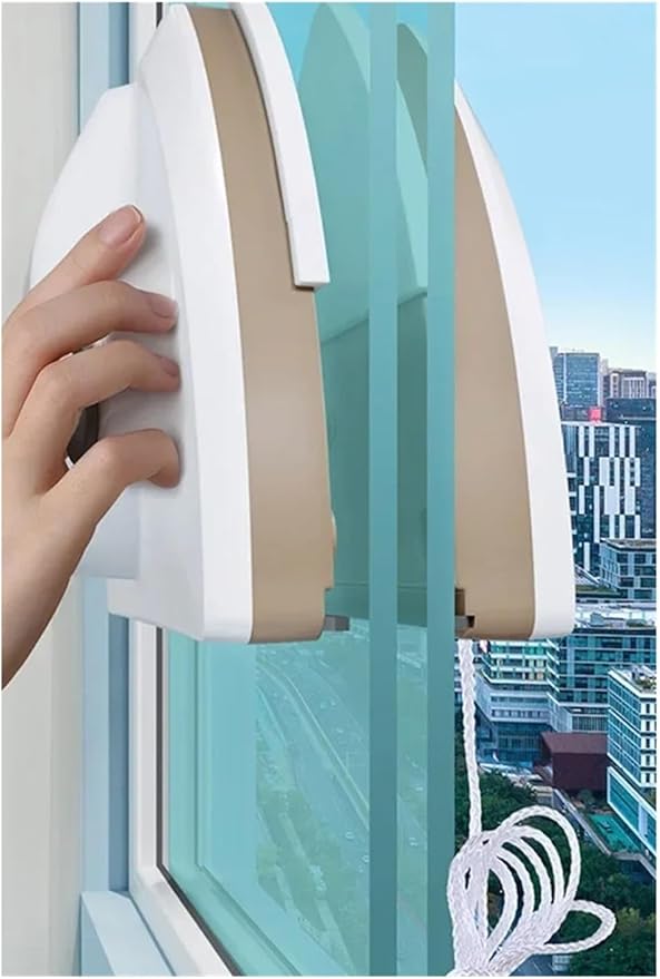 Glass Window Cleaner Brush Double-Layer Automatic Water Discharge Wiper for Home Household Cleaning Tools(Green 15-26mm)