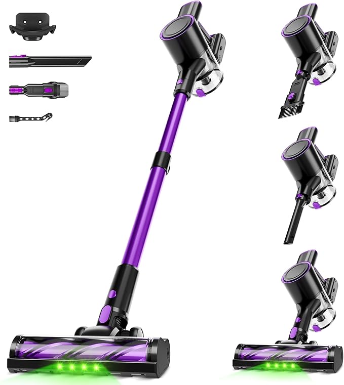 Cordless Vacuum Cleaner40Kpa Powerful Vacuum Cleaners for Home Vacuums with LED Display Anti-Tangle 8 in 1 Lightweight Vacuum for Hard Floors Pet Hair(Black)