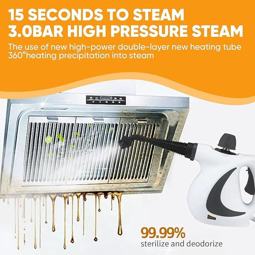 1500W High Pressure Handheld Steam Cleaner Multi Surface Steam Disinfection Cleaner with 9 Accessories for Kitchen Bathroom Tile Grout Furniture Home.