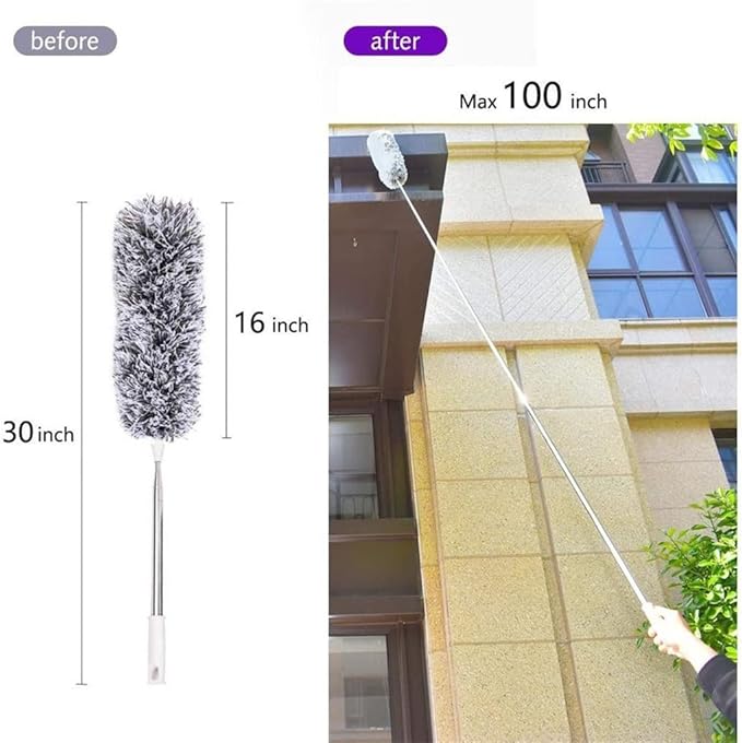Microfiber Duster with Extension Pole Extra Long 100 Bendable HeadExtendable for Home Cleaning