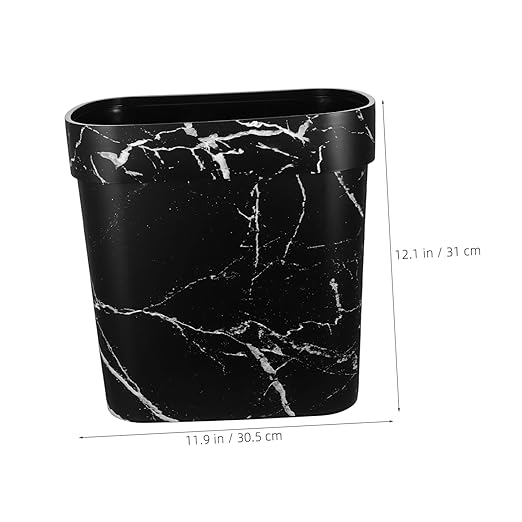 Cabilock Narrow Marble Pattern Trash Can Oval Shaped Plastic Wastebasket for Bathroom Kitchen and Bedroom Lidless Design for Quick Disposal and Elegant Rubbish Bin