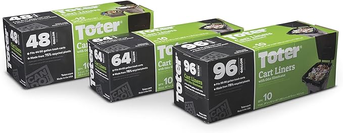 Toter Trash Bags - (10) 10-Bag Rolls 64-Gallon Black Model# GB064-08000