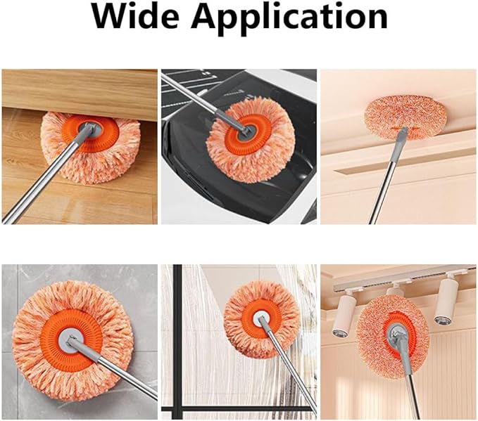 180° Rotatable Adjustable Cleaning Mop with 3 Mop Head 78 Inches Long Handle Wet &amp Dry Mopping Suitable for Floor Door Window Ceiling and Bathroom
