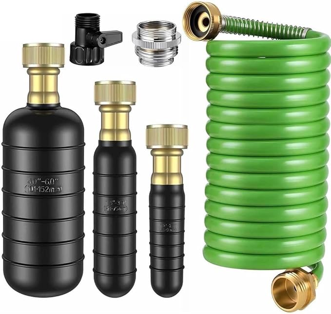 Drain Cleaning Bladder Set 3 Pieces Unblocks Tough Clogs High Pressure Water Stream for 1 to 6 Inch Pipes with 300cm Tube(green)