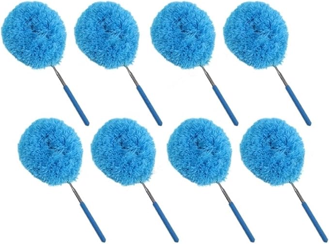 Reusable Microfibre Ceiling Fan Duster Dusting Dust Blade Cleaning Adjustable Length Household Tool(Blue-8PCS)