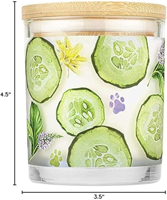 Pet House Candles Natural Scented Candles for Pet Odors 60 Hour Burn Time - Cucumber Mint 9 oz 2 Pack