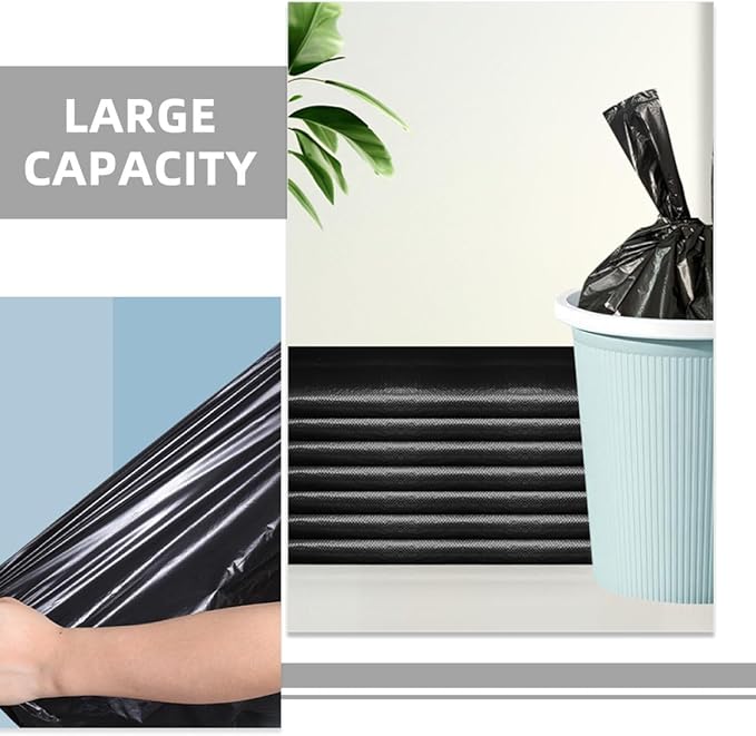 5x31cm Black Plastic Garbage Bags 200pcs Thickened Kitchen Trash Bags with Handles for Home Bathroom Office Wastebasket Liners