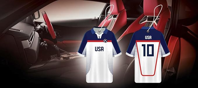 Car Air Freshener Assorted 12 Pack Fan Team Jersey USA|MEXICO|COLOMBIA|BRAZIL ARGENTINA|VENEZUELA Long- Lasting (Team USA Mix 3 Bubble Gum 3 New Car3 Vanilla Black3 Crystal Black)