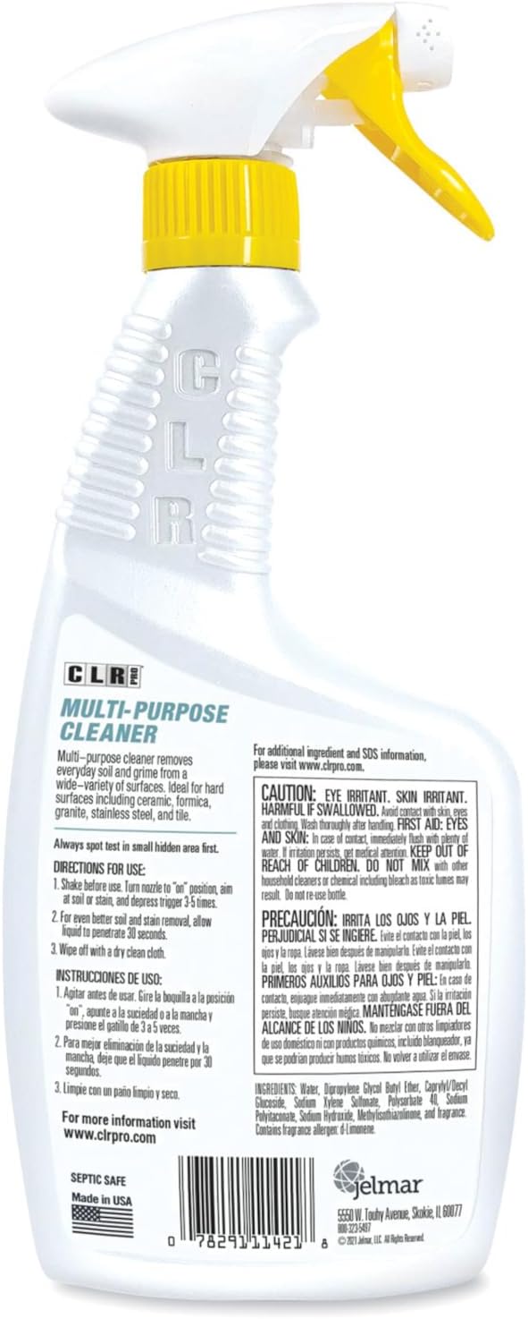 CLR PRO Multi-Surface Cleaner Removes Soil and Grime Lemon Scent 32 Fl Oz bundled with Microfiber Cloth